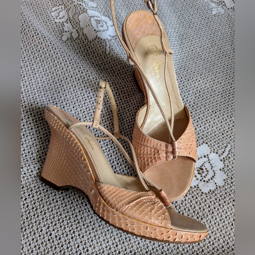 Vintage Cole Haan Anthropologie Leather Blush Wedges - Picture 2 of 6